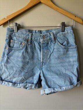Levi's 501 Light Blue Denim Roll-Cuff Shorts Size 26